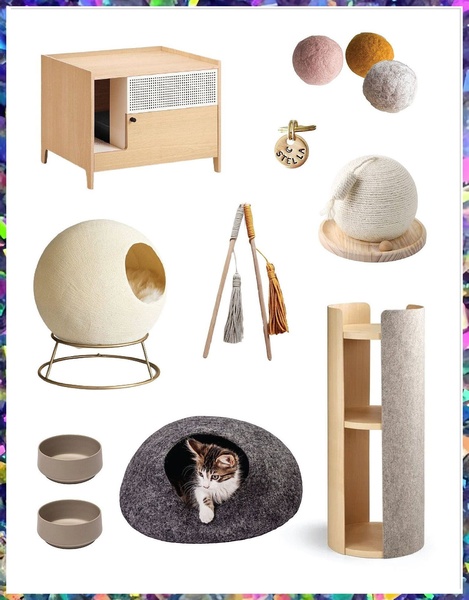 cat supplies, cat toys, cat furniture, cat scratching post, cat bed, cat bowls, cat litter box, bundle offer, new arrival, minimalist, flat lay, calm, fresh, neutral, brown